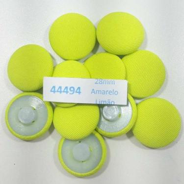 Imagem de Botão Forrado Amarelo Limão 28mm com Pé 12Un 24Un 48Un confecção artes