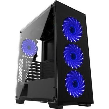 Imagem de Gabinete Gamer Vidro Usb3.0 Xway 01144 Com 4 Cooler Fans Led, Azul