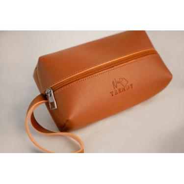 Imagem de Necessaire Feminina Marrom Material Sintético Zíper New Trendy
