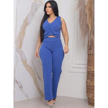 Imagem de Conjunto Calça e Colete Cropped Malha Ana Ruga Feminino 2 peças lançam