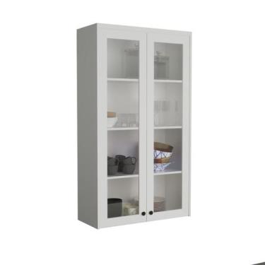 Imagem de Cristaleira 80cm 2 Portas com Vidro Cozinha Sevilha Branco/Artico - He