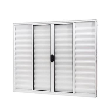 Imagem de Janela de Alumínio Veneziana 100x120cm 6 Folhas Vidro Liso Slim Modula