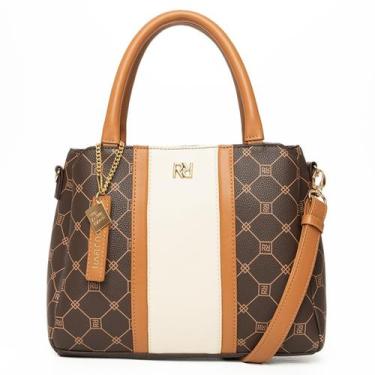 Imagem de Bolsa Rafitthy Feminina Alça Mão Transversal 03 Divisões, Marrom