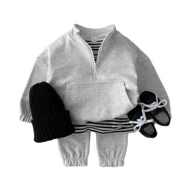 Imagem de Conjunto De 2 Peças De Moletom Com Capuz E Calça Para Bebês Meninos E 