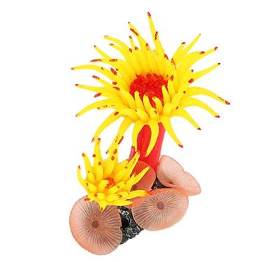 Imagem de Aquário de fundo do mar e , artificial, material elástico para decoração de aquários de peixe (amarelo)