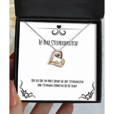 Imagem de SpreadPassion Best Stepdaughter Gifts, Side by Side Or Miles Apart We are Stepdaughter e Unique Idea Love Dancing Necklace for Daughter from Mom