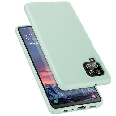 Imagem de E Segoi Projetada para Galaxy A12, capa à prova de choque de borracha gel de silicone líquido, almofada de forro de pano de microfibra macia compatível com Galaxy A12 de 6,5 polegadas (menta)