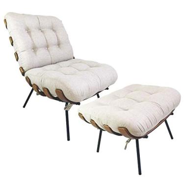 Imagem de Poltrona Costela linho cru com puff - Poltronas do Sul