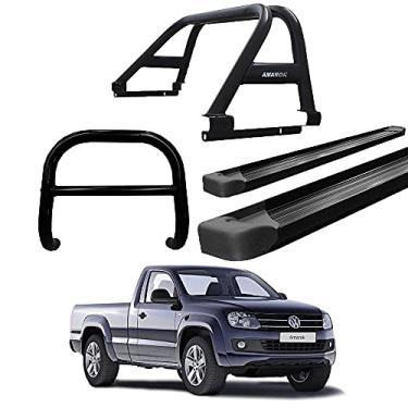 Imagem de Kit Quebra Mato+Estribo Aluminio+Santo Duplo AMAROK CS PRETO