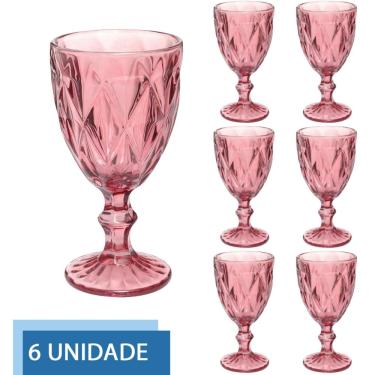 Imagem de Conjunto 6 Copos Lilás Taças Diamante Para Agua Vinho 300ml