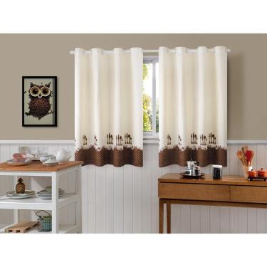 Imagem de Cortina De Cozinha Em Tecido Linhão 4,00M X 1,20M Talheres