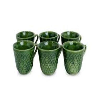 Imagem de Jogo De Xicara  Café De Porcelana Verde Com 6 Pecas 60 Ml