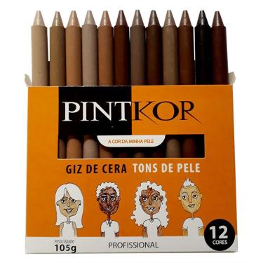Imagem de Estojo de Giz de Cera Artístico 12 Cores Tons de Pele Pintkor
