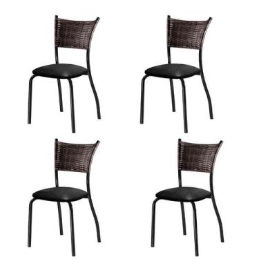 Imagem de Conjunto Com 4 Cadeiras Espanha Iii Preto 89 Cm - Mais Decor