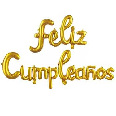 Imagem de Feliz Cumpleanos Paty Decoração Faixa de Aniversário Espanhol Feliz Aniversário Letra Balão Festa Tema Decoração Balão Dourado