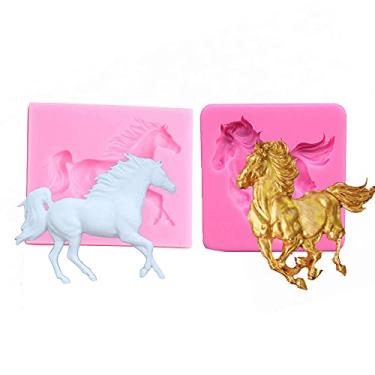 Imagem de Cestony 2 peças 3D Cavalo de Corrida Moldes de Silicone para DIY Bolo Fondant Biscuit Cookies Pudim de Açúcar Chocolate Doces Duro Decoração de Sobremesa