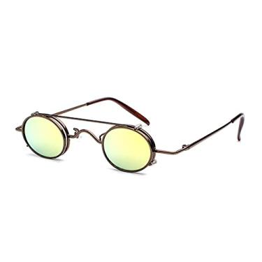 Imagem de Óculos de sol vintage redondos destacáveis masculinos femininos designer SteamPunk óculos de sol retrô círculo pequeno com armação de metal, 2, tamanho único