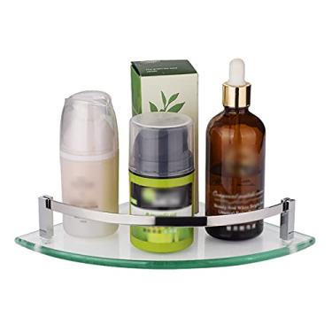 Imagem de Prateleira de vidro do banheiro Moldura de chuveiro de aço inoxidável Prateleira de banheiro Moldura de canto de vidro temperado (Cor: Alumínio espacial)