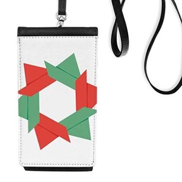 Imagem de Carteira para celular com estampa de origami abstrata de flores de Natal para pendurar bolso preto