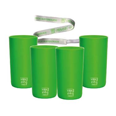 Imagem de 4 Copos Eco Verde com Cordão Green Cups 280 ml