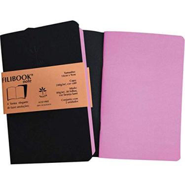 Imagem de Caderneta Filibook 30 Folhas 14x9 Café/Rosa - Pacote com 2, Filiperson, 03954, Multicor, pacote de 208