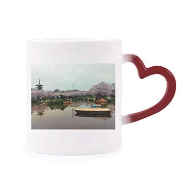 Imagem de Caneca rosa Bough Fotografia sensível ao calor Caneca vermelha muda de cor