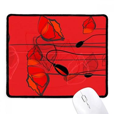Imagem de Red Flowers Abstract Art Line Painting Corn Mousepad Tapete de borracha para jogos