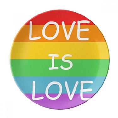 Imagem de Rainbow Gay LGBT Prato decorativo de porcelana lésbica Transgênero LGBT Prato de jantar