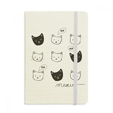 Imagem de Caderno branco preto cabeça de gato Mewing animal capa dura oficial de tecido diário clássico