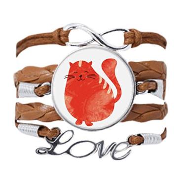 Imagem de DIYthinker Pulseira laranja sorrindo com estampa de gato gordo em aquarela com pingente de corda para presente