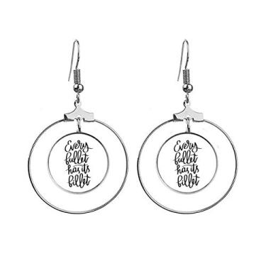 Imagem de Brincos de argola com citação Every Bullet Has Its Billet