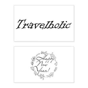 Imagem de Palavra estilosa Travelholic Festival Ano Novo Cartão de felicitações Bless Message Present