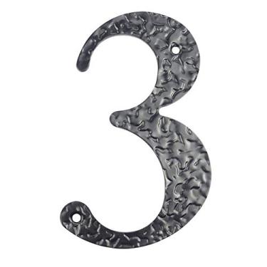 Imagem de Número de placa de casa flutuante 3D de 12,7 cm, placa de aço carbono, números de endereço residencial para placa digital externa 0-9 preta, montagem com parafuso, durável antiferrugem