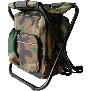 Imagem de GQYYS Mochila de acampamento, cadeira dobrável, cadeira portátil à prova d'água, cadeira de mochilão, cadeira de piquenique para caminhadas, acampamento, pesca, viagens, jardinagem, camuflagem, super