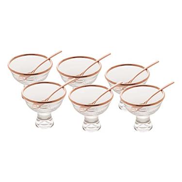 Imagem de CJ 6 BOWLS VIDRO C/6 COLHERES P/SOBREMESA VERA ROSE