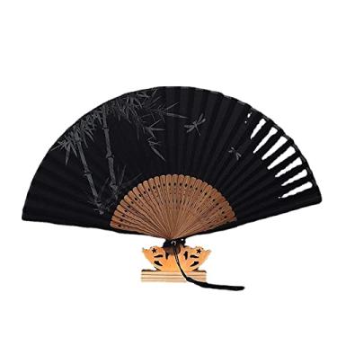 Imagem de XIALON 1 peça 22 cm estilo chinês algodão cânhamo bambu ventilador portátil retrátil bambu feito à mão estilo retrô clássico