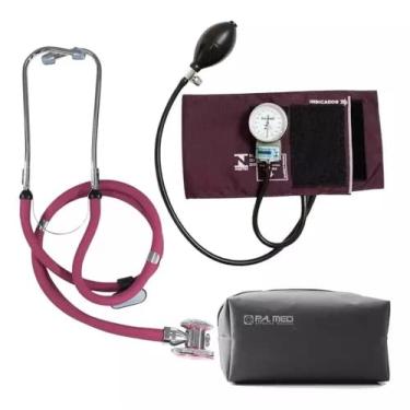 Imagem de Kit Esfigmomanômetro + Estetoscópio Rappaport P.a.med - Bordô