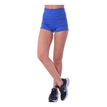 Imagem de Shorts Curto Azul Fitness Feminina Suplex Cintura Alta P