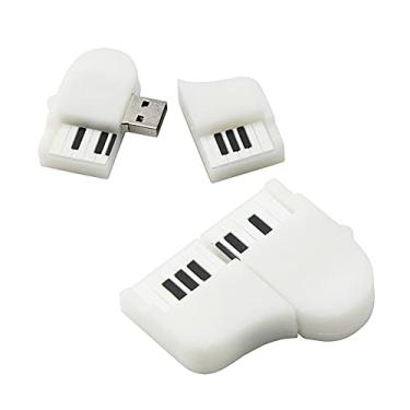 Imagem de 16 GB Forma de piano USB 2.0 Flash Drive PenDrive U disco Memory Stick disco de armazenamento externo Pen Drive USB Flash Disk Thumb Drive de memória flash com corrente (branco)
