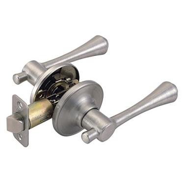 Imagem de Design House 755413 Maçaneta de porta de passagem e armário de madeira de ferro níquel acetinado