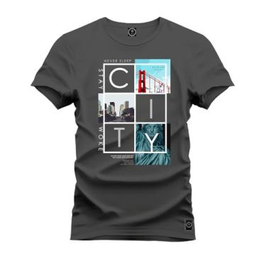 Imagem de Camiseta Unissex Algodão Estampada Premium Confortável City Grafite M