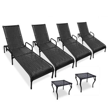 Imagem de Kit 4 Espreguiçadeiras para Piscina Catar + 2 mesas