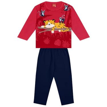 Imagem de Conjunto Infantil Menino Camiseta Malha e Calça Moletom Kyly 1000105 (Vermelho - 1000105, 3)