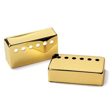 Imagem de Alnicov Conjunto de 2 capas de captador de guitarra Humbucker capas de captador de latão 50 mm/52 mm espaçamento de mastro serve para guitarra Gibson Les Paul, ouro