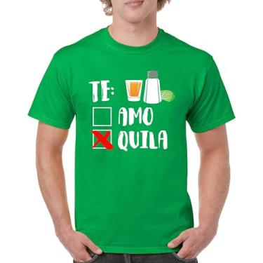 Imagem de Camiseta masculina divertida Te Amo or Tequila Cinco De Mayo & Drinko Mexican, Verde, P