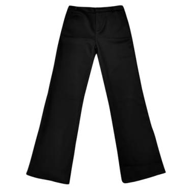 Imagem de Calça feminina flare pequena cintura alta bootcut calça jeans verão algodão calça social slim fit casual, Preto, G