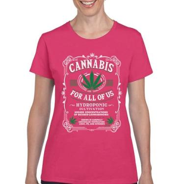 Imagem de Camiseta feminina Cannabis for All 420 Weed Leaf Smoking Marijuana Legalize Pot Funny High Stoner Humor Pothead, Rosa choque, GG