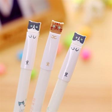 Imagem de Lindo caneta de gel para gatos com estampa da história do gato canetas de tinta preta Zakka Canetas Material escolar para escritório