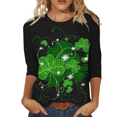 Imagem de Camiseta feminina de São Patrício Shamrock Lucky camisetas túnica verde festival irlandês, Vinho, 4G