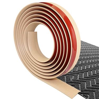 Imagem de Tira de transição de piso autoadesiva para tapete e piso, transições de acabamento de borda, transições de limiar de PVC adequadas para altura de limite inferior a 5 mm (3 m, grão de madeira bege novo)
